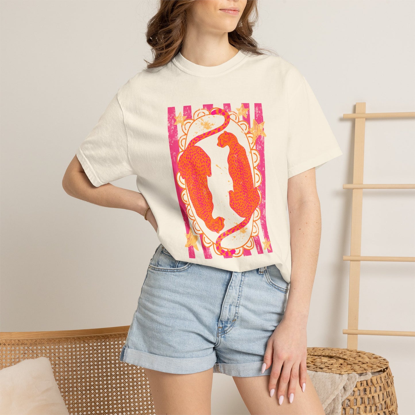 Pisces Zodiac T‑Shirt — Vibrant Pink Orange Celestial Fish Tee