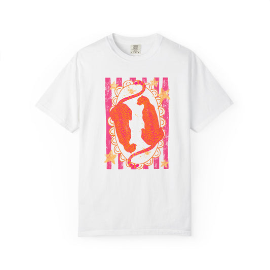 Pisces Zodiac T‑Shirt — Vibrant Pink Orange Celestial Fish Tee