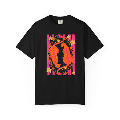 Pisces Zodiac T‑Shirt — Vibrant Pink Orange Celestial Fish Tee
