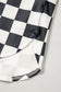 Black Checkered Print High Waist Casual Shorts