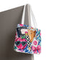 Cute School Supplies Tote Bag — Coffee, Pencil & Smiley Pattern AOP