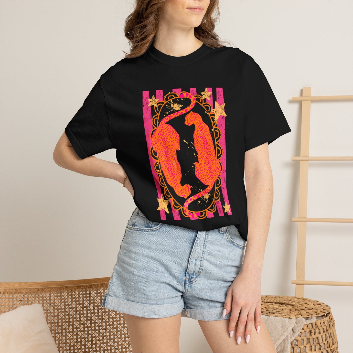 Pisces Zodiac T‑Shirt — Vibrant Pink Orange Celestial Fish Tee