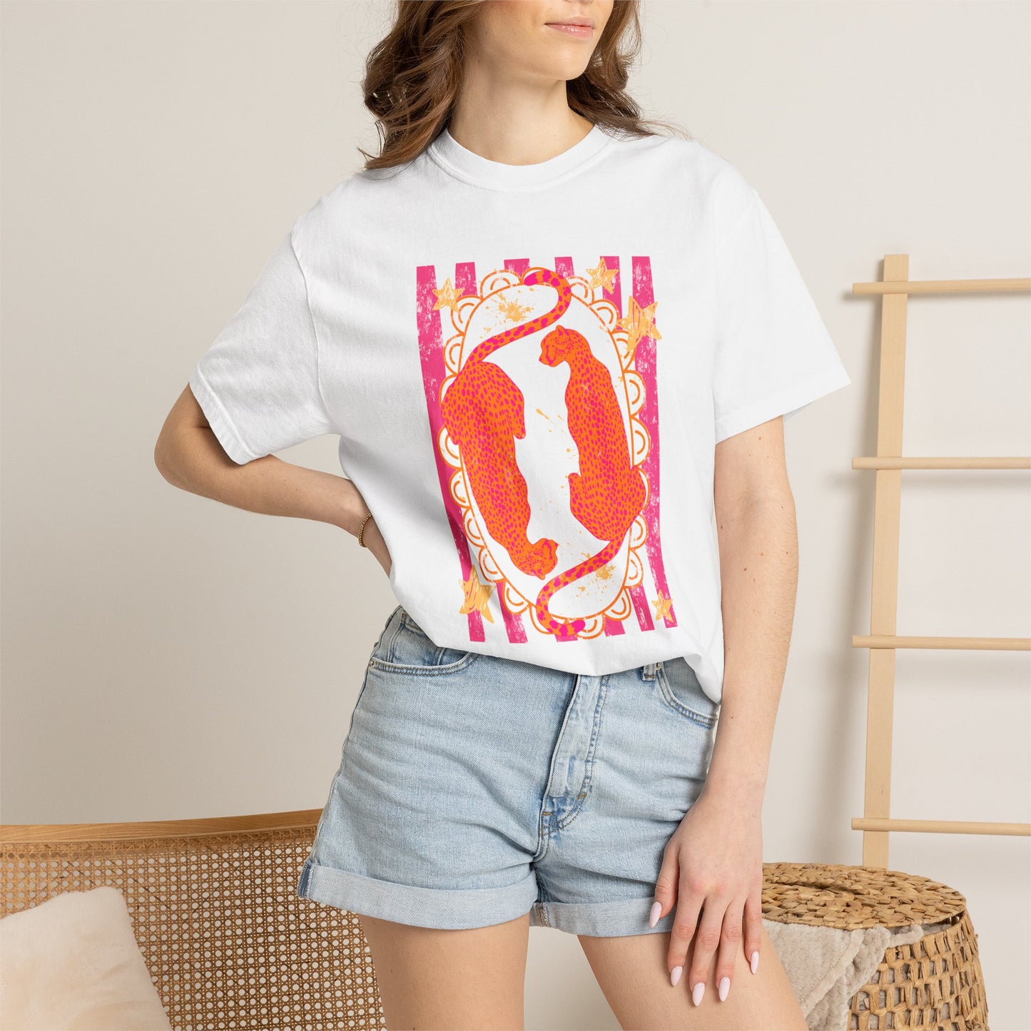 Pisces Zodiac T‑Shirt — Vibrant Pink Orange Celestial Fish Tee