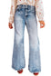 Beau Blue Acid Wash Pocket Detail Flare Jeans